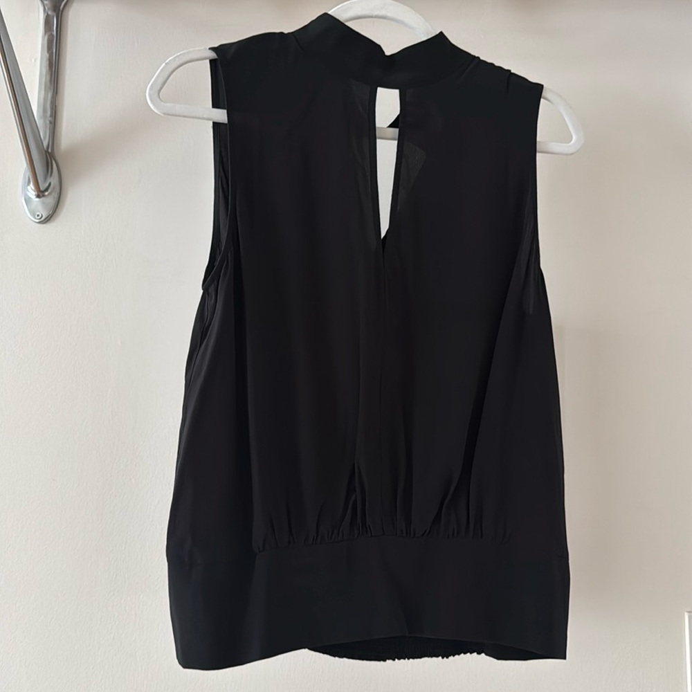FRAME Black Silk Halter Top with Cutout Sz M
